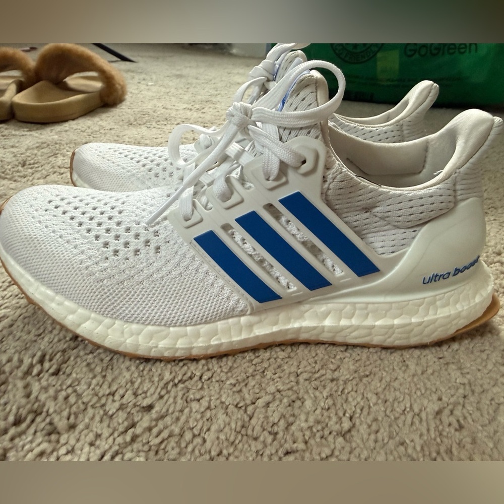 Adidas Ultra Boost White with Blue Stripes